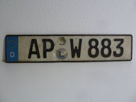 Nummernschild / Kfz-Kennzeichen Deutschland AP W 883 mit EU