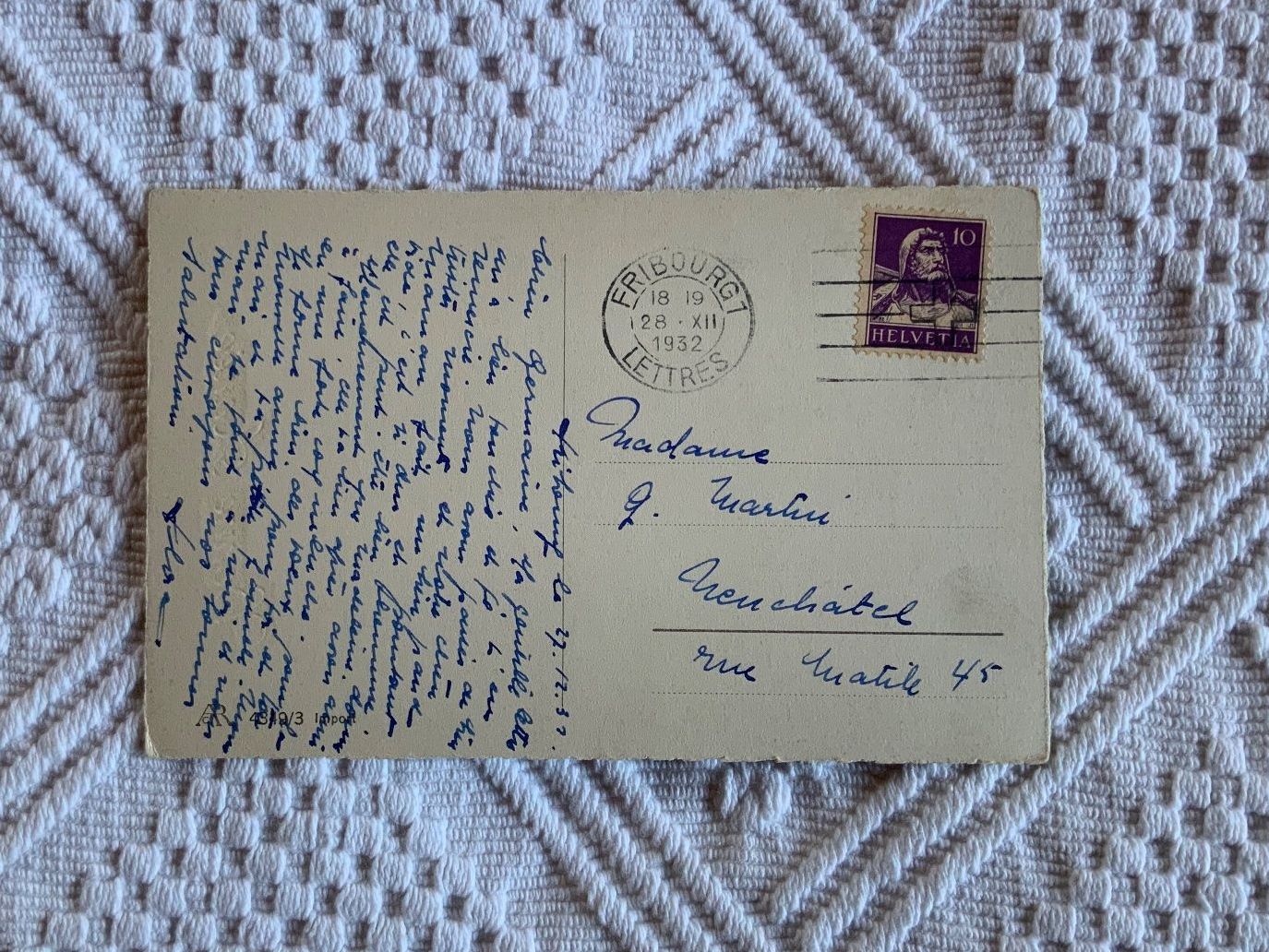 Cartoline postali: Ansichtskartemit Bonne Année, gelaufen 1932 – Usato da Vellerat venduto da joromaur 1