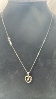 750 Weissgold Halskette mit Herzanhänger und Brillant, 1.88g