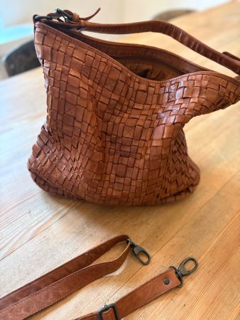 Braune (echt-) Ledertasche, geflochten**Top Zustand*wie neu