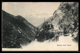 AK Vissoie, Strasse nach Visoie, 1906