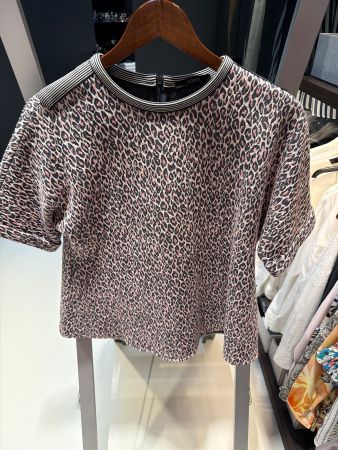 Damen Oberteil Kurzarm Leo Print Grösse S