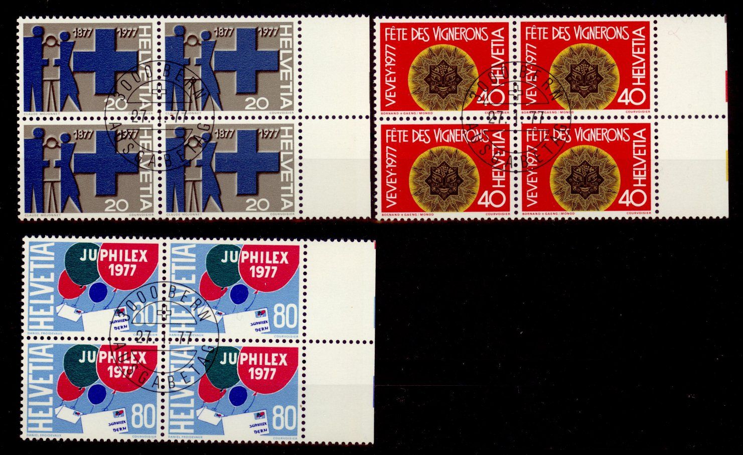 Alle Briefmarken: 1977, Sonderpostmarken, Viererblöcke, ET – Gebraucht aus Willisau von Vollstempel