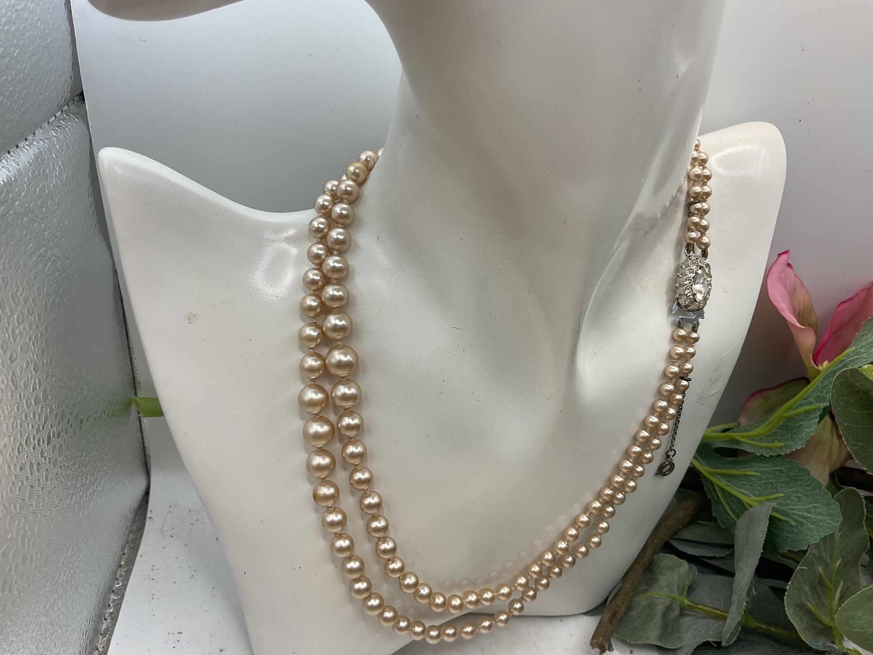 Catenine: Vintage Perlencollier mit Sterlingsilber Verschluss – Usato da luzern venduto da Alpendorf1