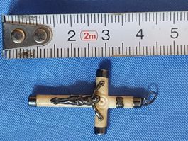 Kreuz Miniature Religion Anhänger Schnitzerei Rosenkranz