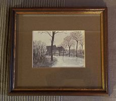 Winterlandschaft Aquarell in Wechsel mit Holz Profilrahmen