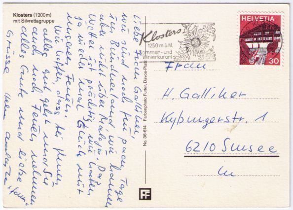 Cartoline postali: Klosters mit Silvrettagruppe – Usato da Binningen venduto da Mountainrider 1