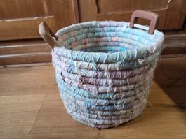 Korb Bast Textil Holz 36 cm x 33 cm