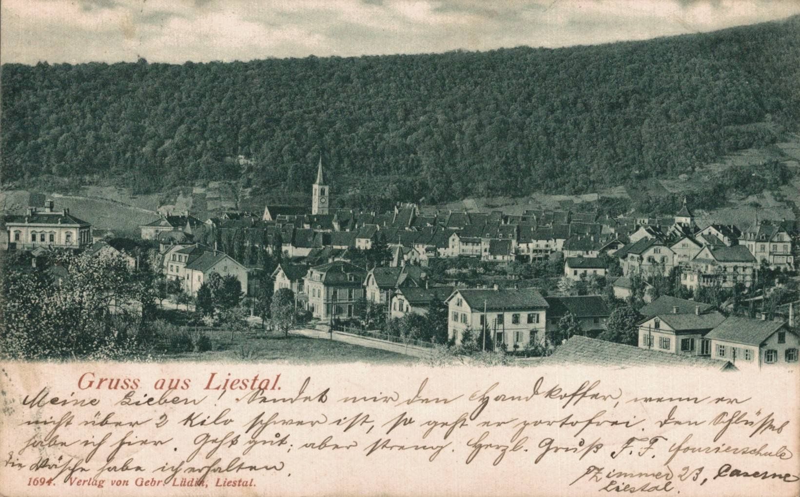 Cartoline postali: Alte Ansichtskarte Liestal, Schweiz, gel. 1900, – Usato da Luzern venduto da Kartenansicht