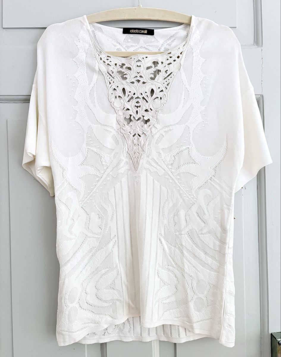 Roberto Cavalli Top: Roberto Cavalli, Top, 38, Leder/Viskose/Poly – Usato da Zürich venduto da Pokimoki_1