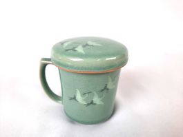 Kranich Teetasse mit Innensieb und Deckel