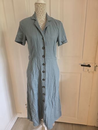 Leichtes Sommerkleid 38 hellblau Leinen/Viskose, top 