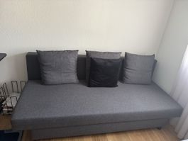 Schlafsofa mit Stauraum grau 