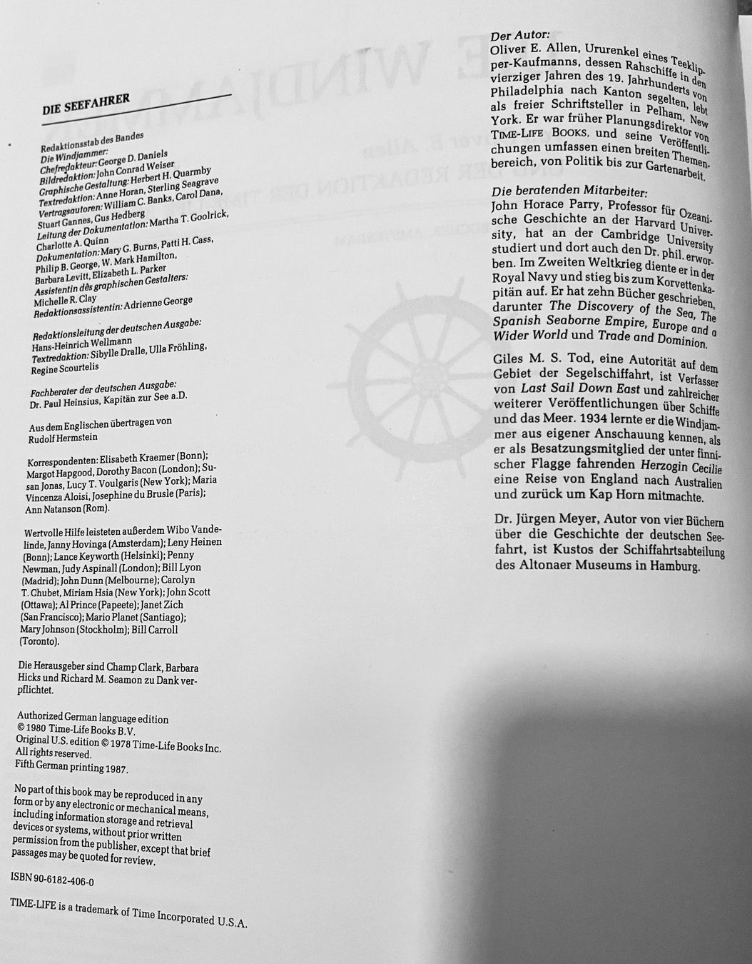 Libri: Die Seefahrer - Die Windjammer - Time-Life Buch – Usato da Basel venduto da so1_nf6l 2