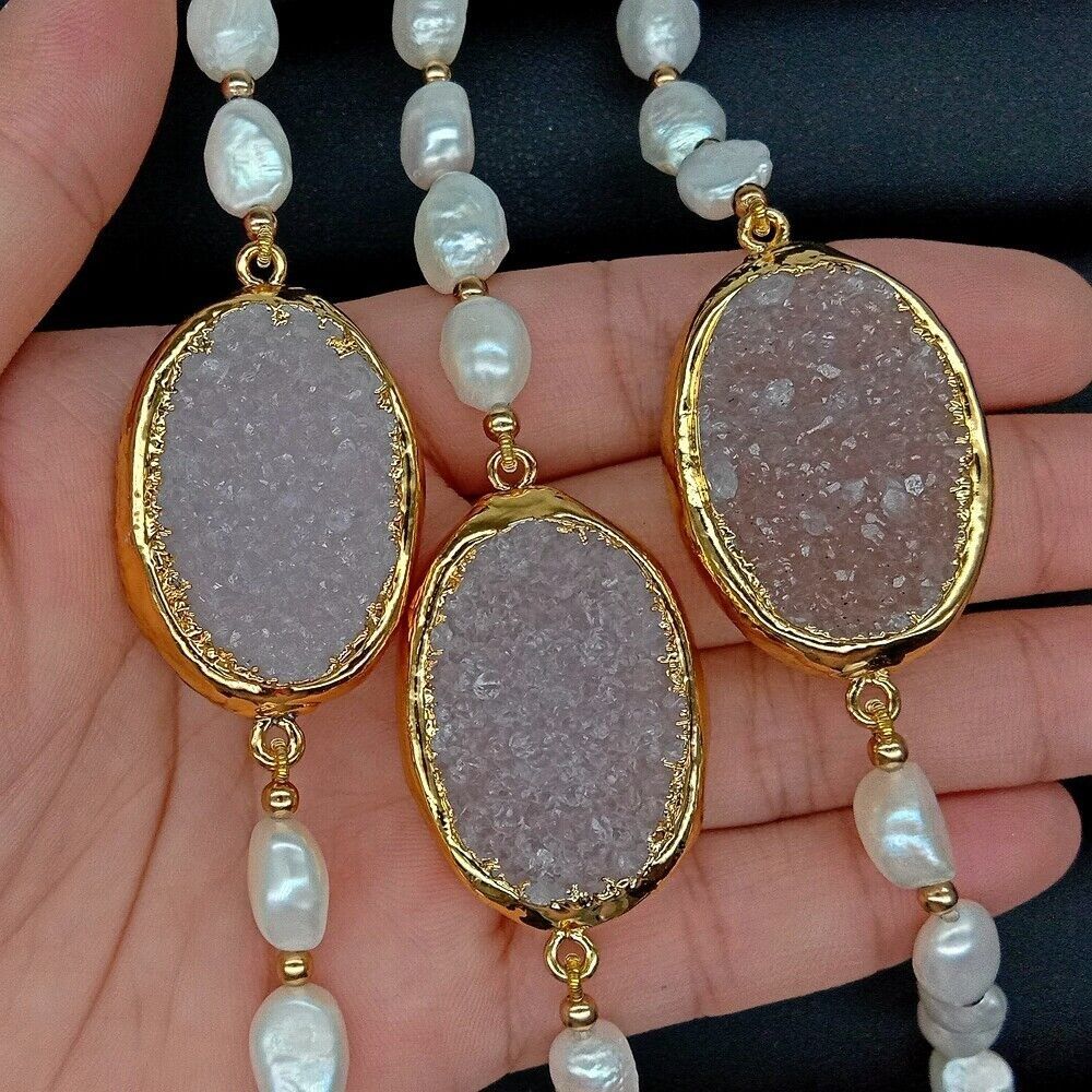 Catenine: Druzy Quarz Perlen Kette Collier Perle Perlenkette Echt 1 cm – Nuovo (secondo la descrizione) da Prilly venduto da ilyria73 5