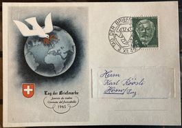 Tag der Briefmarke 1945 auf Originalkarte, SBK 18 Fr.