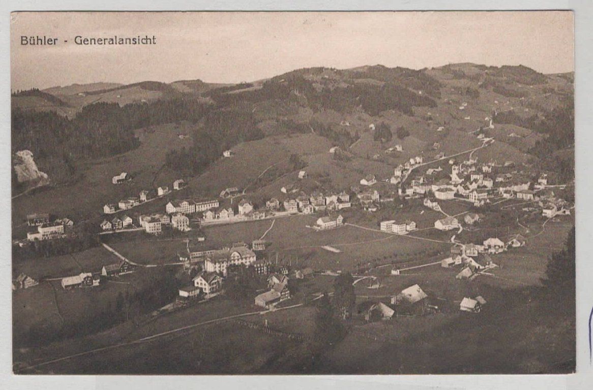 Cartoline postali: Bühler Generalansicht - Vollstempel 1915 (I – Usato da Ruggell venduto da Masescha