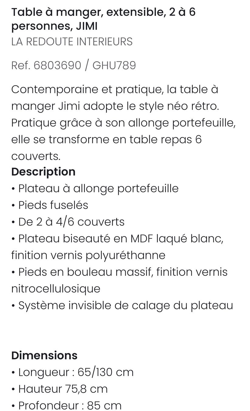 La Redoute Tables: Table Redoute extensible  – D'occasion à Genève par Lenapop 3