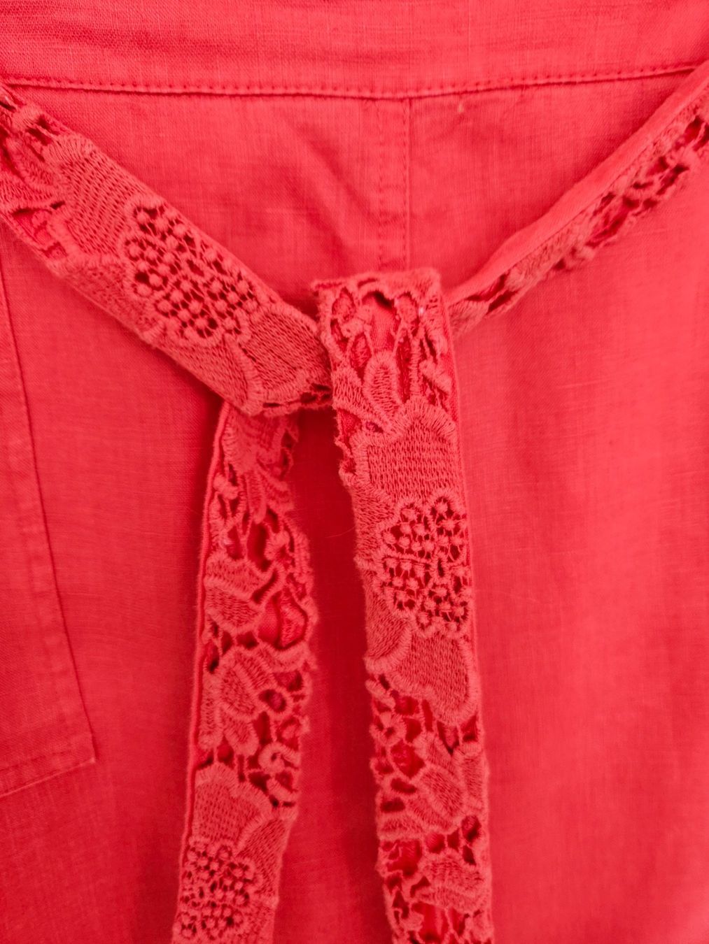 Gonne: Jupe Rock Leinen / Baumwolle Pink mit Spitze Gr. 40 – Usato da Gossau ZH venduto da fashiontwo 1