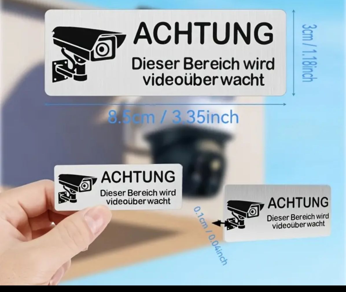 Aufkleber: Selbstklebende Aluminium Videoüberwachung Warnschilder – Neu und originalverpackt aus Winterthur von Pcline1