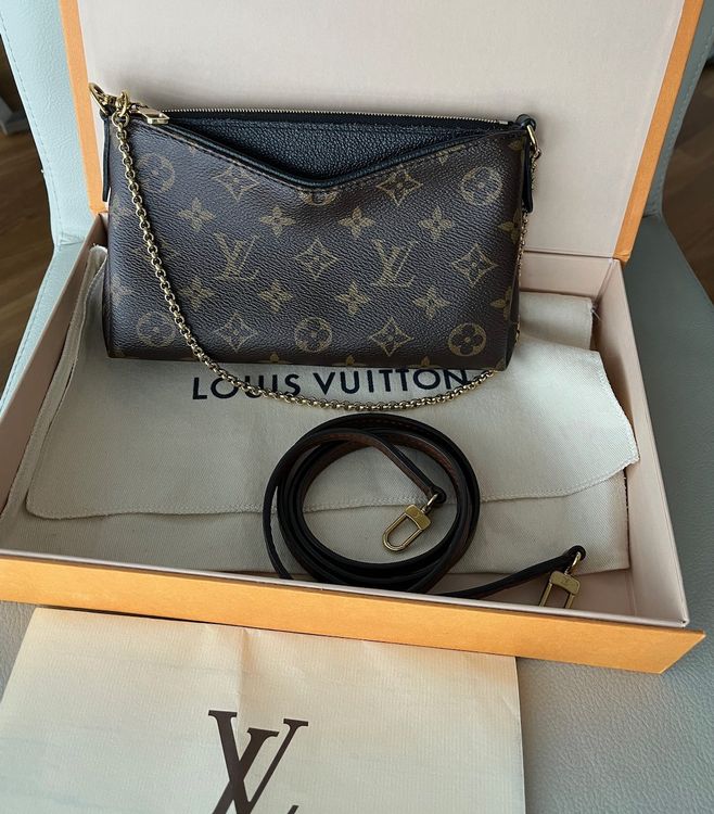 ABSOLUT TOP+RECHNUNG! LOUIS VUITTON PALLAS POCHETTE TASCHE NOIR in