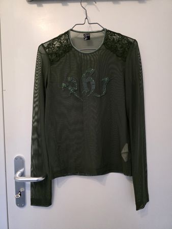 Vintage Phard Basic Jeans Mesh long sleeve, Olivgrün, Gr. S