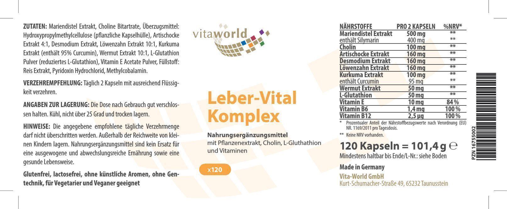 Alimentazione, Vitamine & Minerali: Leber Komplex 120 Kps Mariendistel Veg – Nuovo e nell'imballaggio originale da Tiefenbach venduto da nhp-bedarf 1
