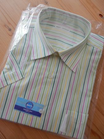 Hemd Herrenhemd gestreift kurzarm L 41/42 80% Baumwolle NEU