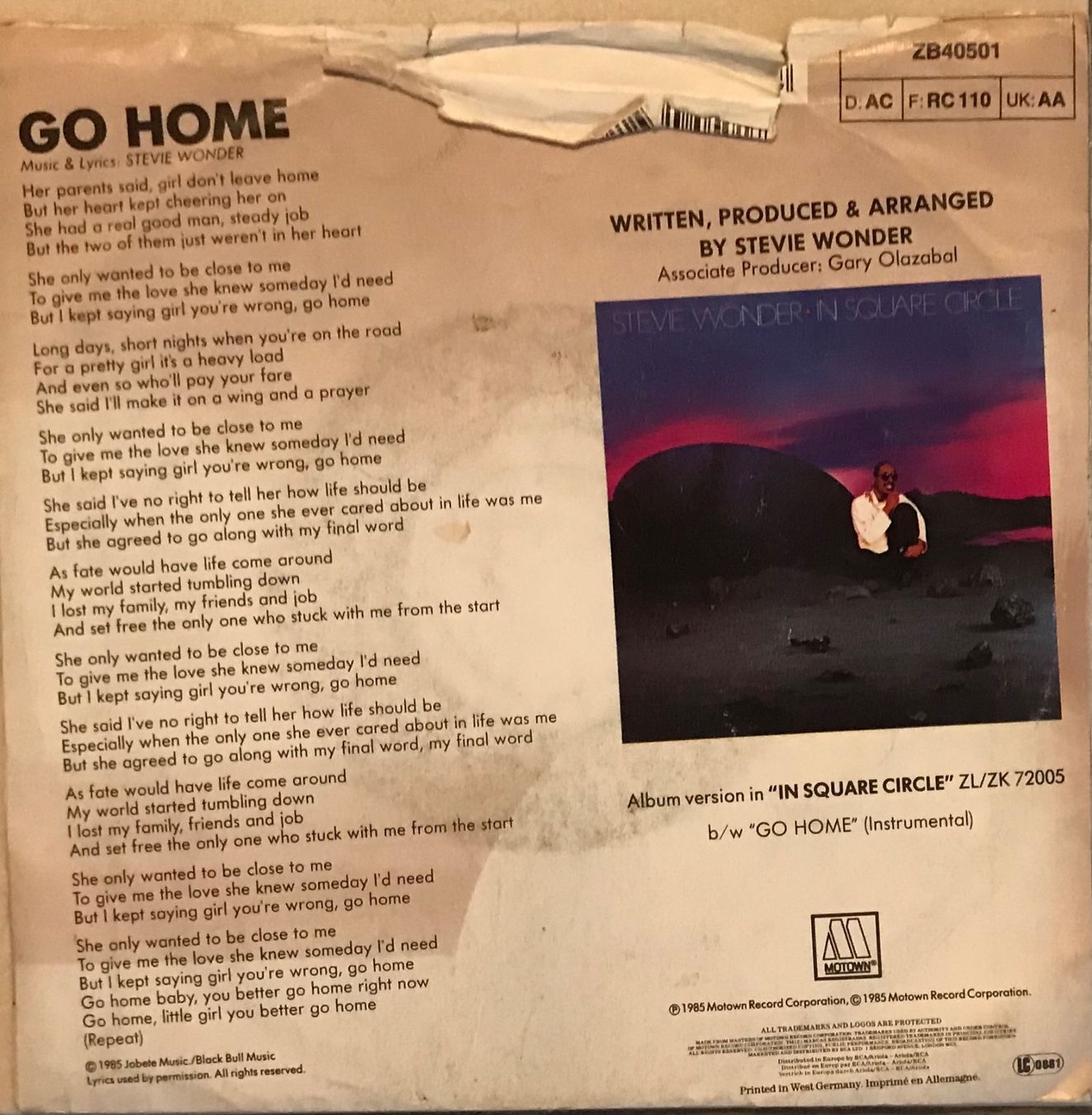 Schallplatten: STEVIE WONDER - GO HOME – Gebraucht aus Bussigny von vinyl-pas-cher 1
