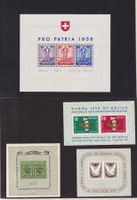 4 Stk. CH Briefmarken-Blocks ab 1936
