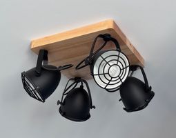 Spot de plafond industriel, 4 spots orientables, bois!