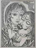Otto Graff - Orig. Illustration, Zinkographie, Pieta, 1927