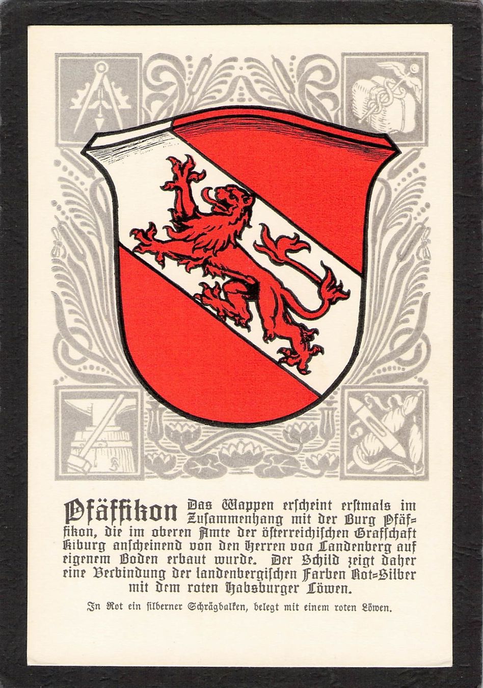 Cartoline postali: Gemeindewappen Pfäffikon   ZH – Usato da Reichenburg venduto da ibiza18