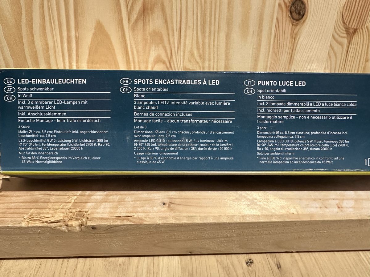 Lampade: LivarnoLux Einbauleuchten 3er Set – Nuovo e nell'imballaggio originale da Basel venduto da Piepsli 1