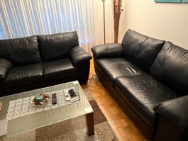 2 Ledersofa schwarz guter Zustand