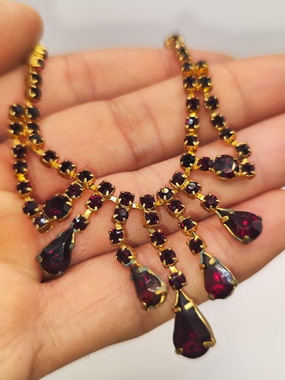 vintage-gablonzer-granat-kette-collier-vergoldet-60er-kaufen-auf-ricardo