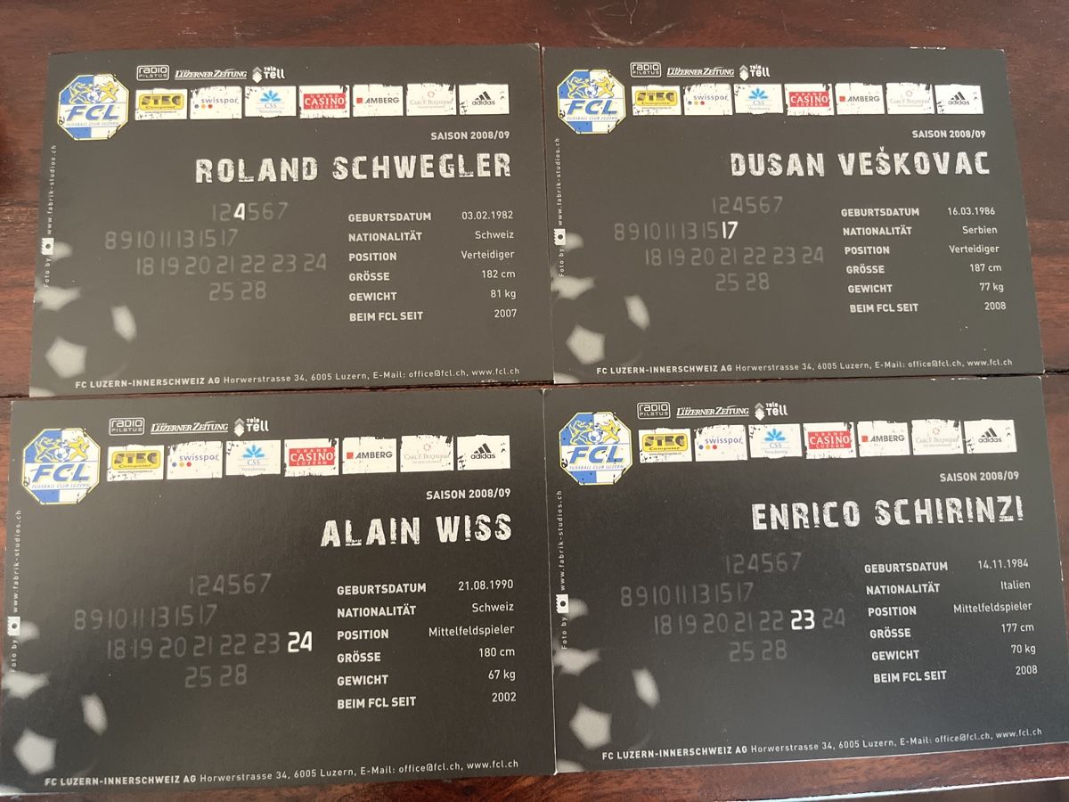 Autografi: FC Luzern FCL Lot Autogrammkarten – Usato da Wallisellen venduto da theadicts77 1