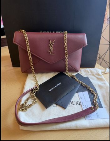 Saint Laurent Tasche Clutch Leder bordeaux
