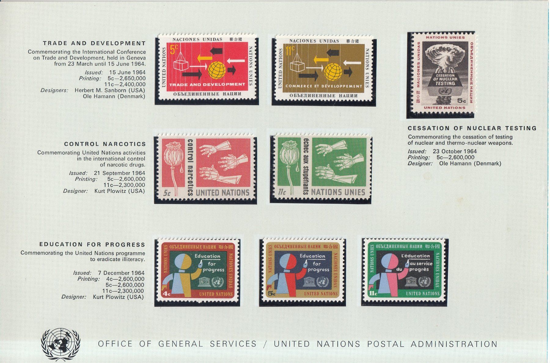 Tutti i francobolli: Uno New York Souvenir-Folder 1964 postfrisch – Usato da Bürglen TG venduto da StampGraf 2