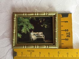 Nostalgisches Puppen- Bild mit romantischer Parkszene 1:12