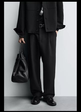Zara mens black wide leg trousers (EU44)