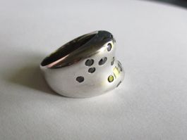 Bague argent 925  avec petites pierres noires
