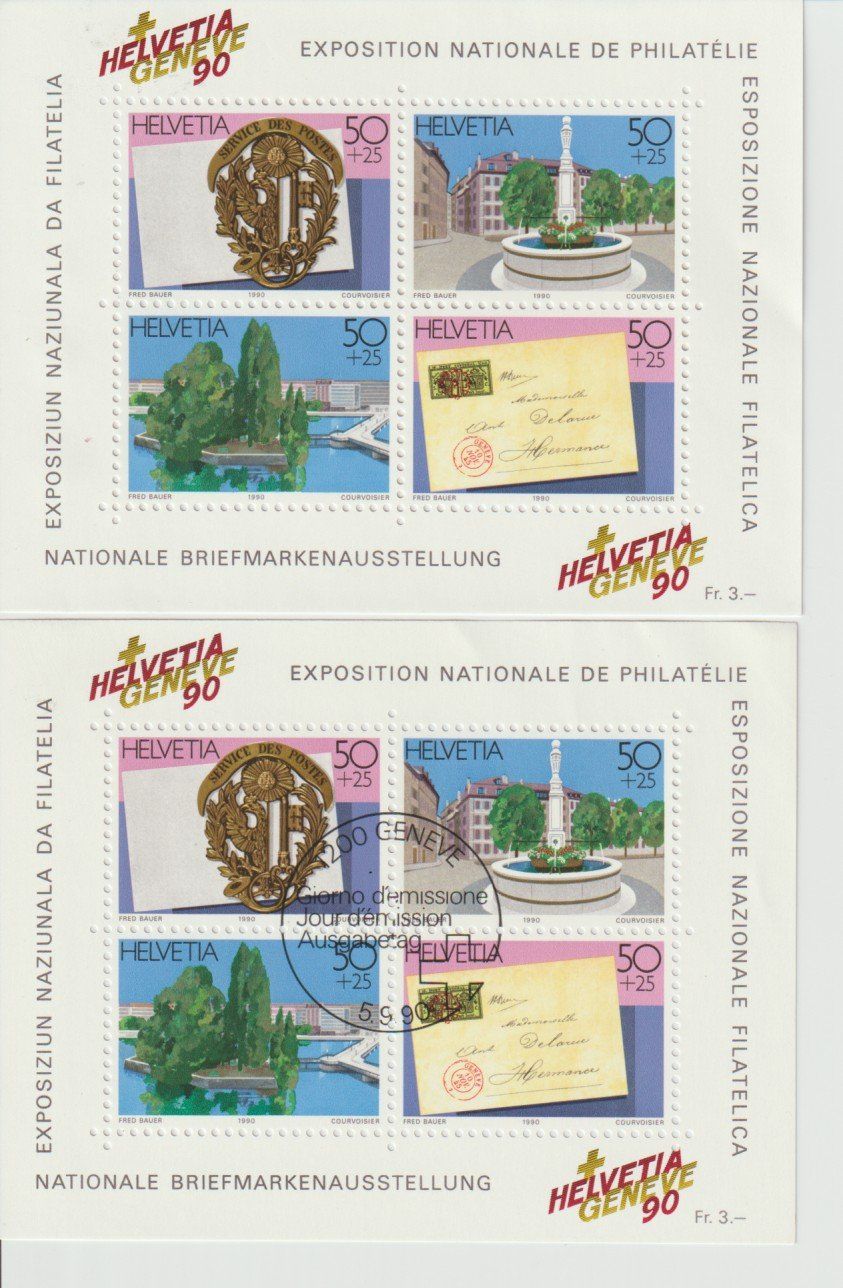 Alle Briefmarken: Genève '90 Blocks 1 ** + 1 ET-gest. – Neu (gemäss Beschreibung) aus Lausanne von Whorvath