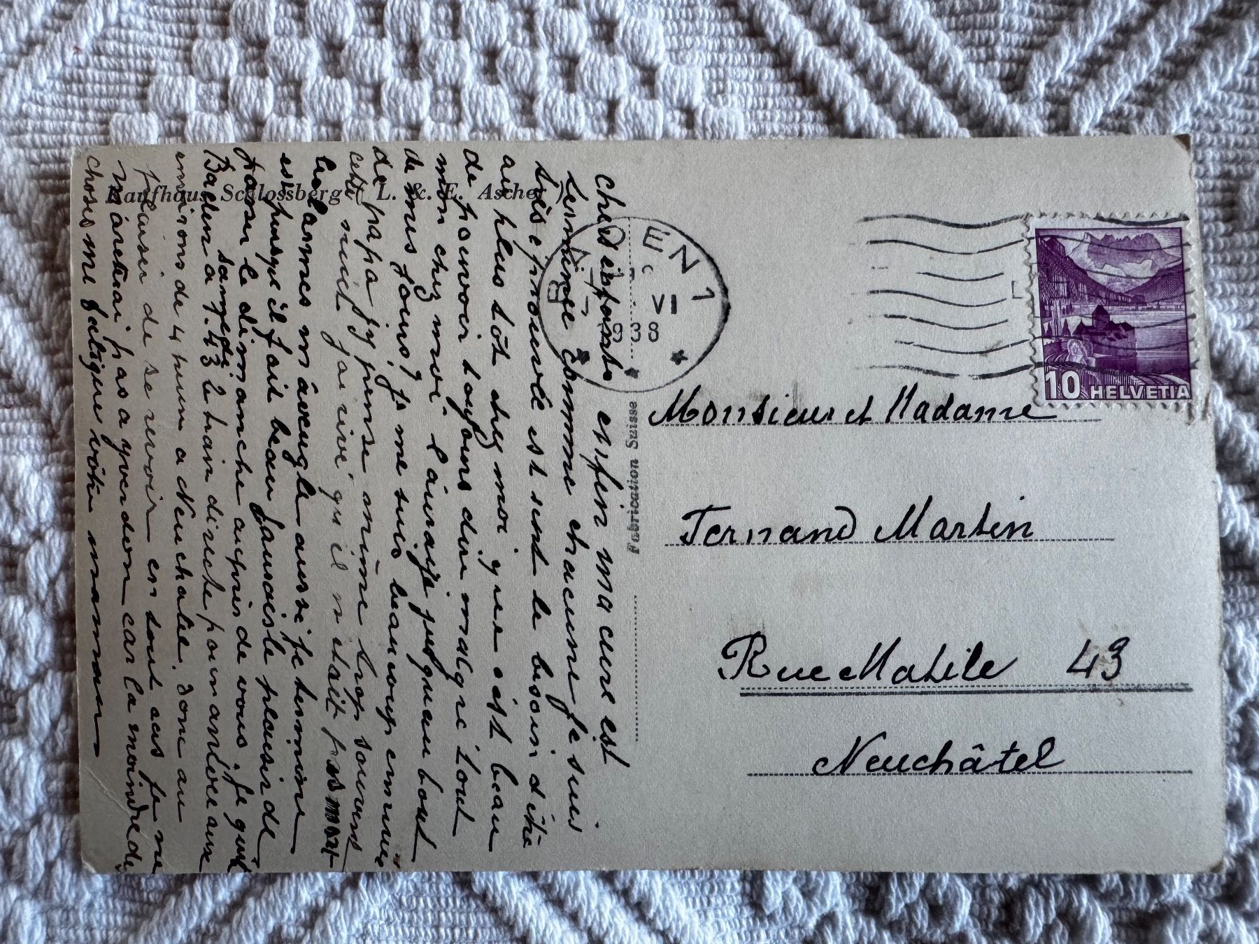 Cartoline postali: Ansichtskarte gelaufen 1938, Baden – Usato da Vellerat venduto da joromaur 1