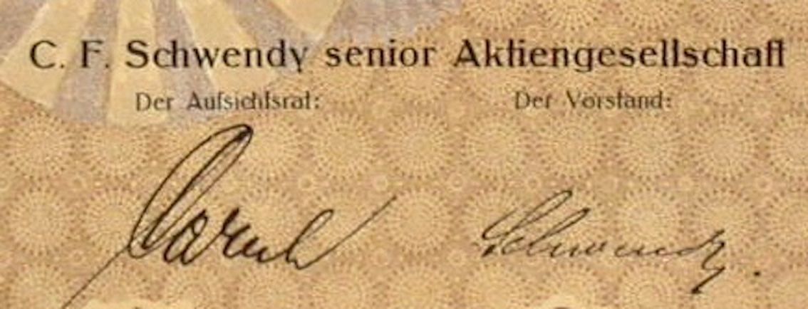 Dokumente: C.F. Schwendy senior AG, Berlin - 1921 – Gebraucht aus Solothurn von Sgasche 1