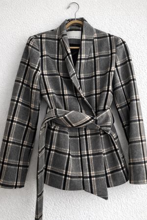Stylish Checkered Winter Coat, Size Small