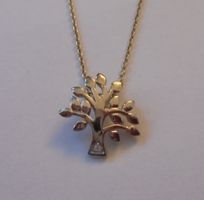 Echtschmuck:Brillant-Silberanhänger Lebensbäumchen,vergoldet