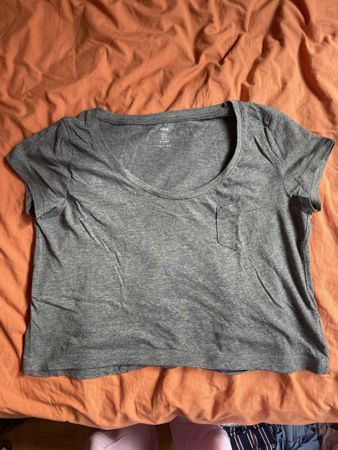 H&M T-Shirt Grau, Crop-top bauchfrei, Grösse S