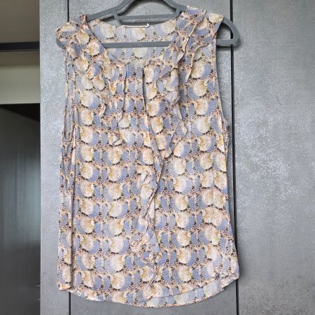 🐸 NILE TOP / BLUSE ÄRMELLOS XL MIT RÜSCHEN