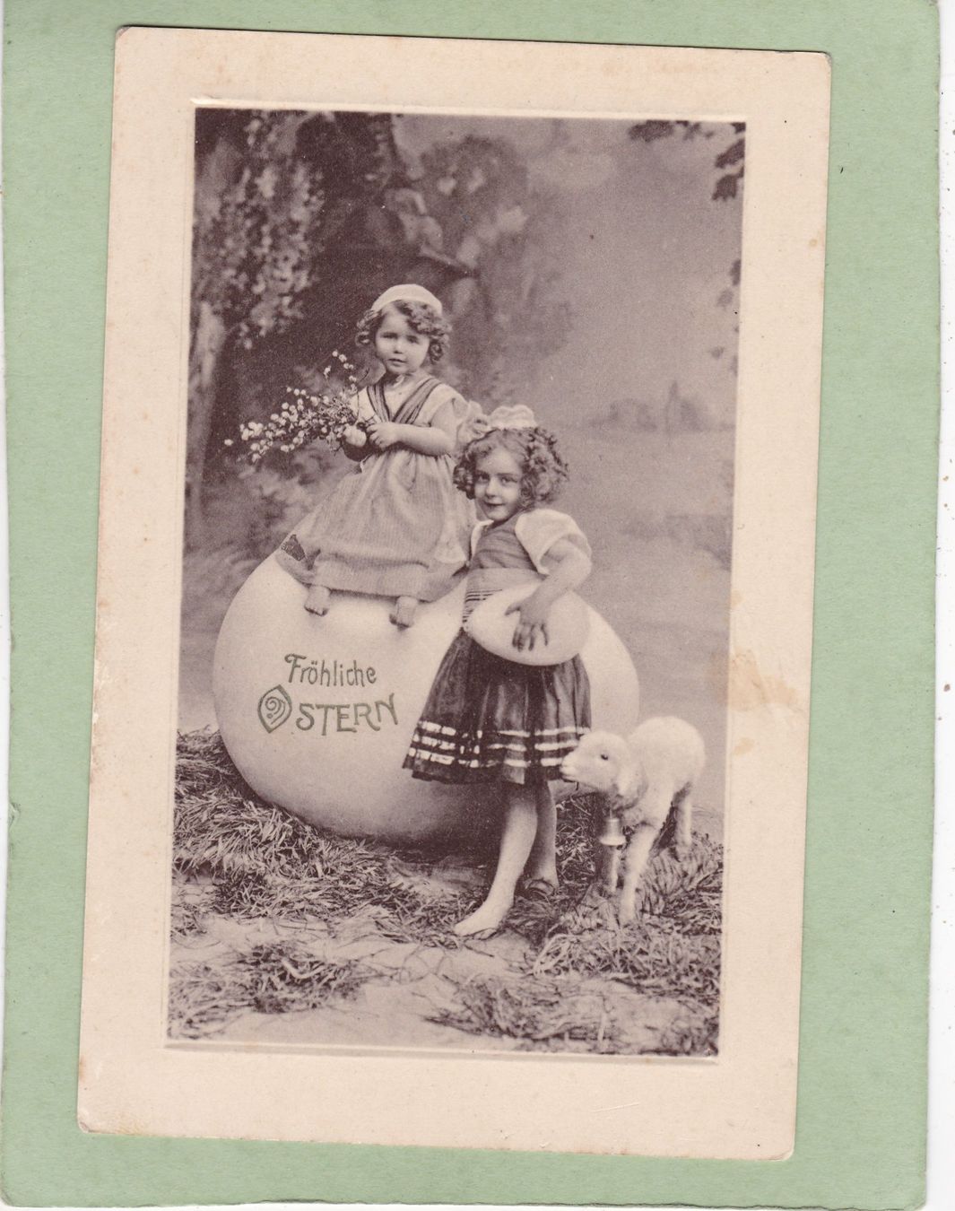 Ansichtskarten: Kitsch Kinder Eier Blumen Schaf Ostern 1938 – Gebraucht aus Herisau von Lisegrat2008